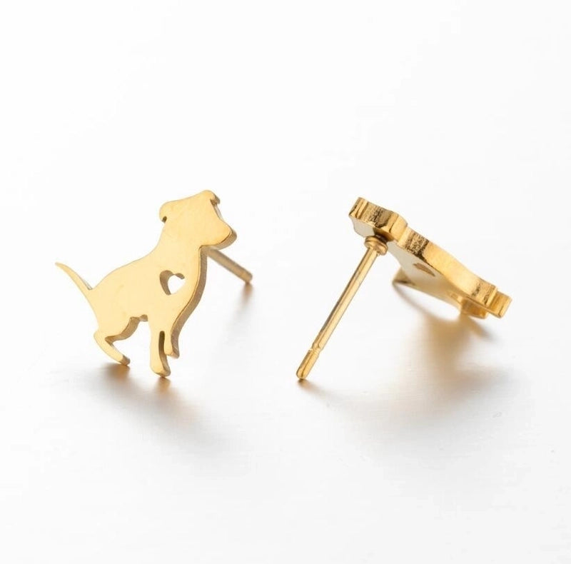 Minimalist Animal Stainless Steel Plating Hollow Out Ear Studs 1 Pair