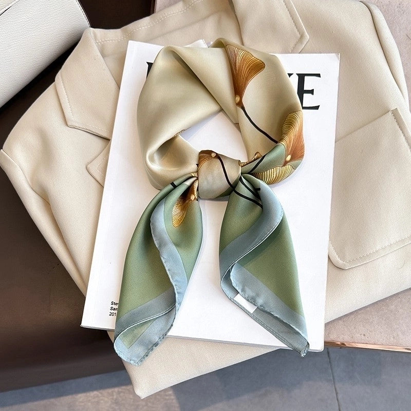 Silk Scarf Women's Elegant Small Square Scarf Decoration 70 Professional Small Square Scarf  New Autumn And Winter Warm Scarf French Hair Band