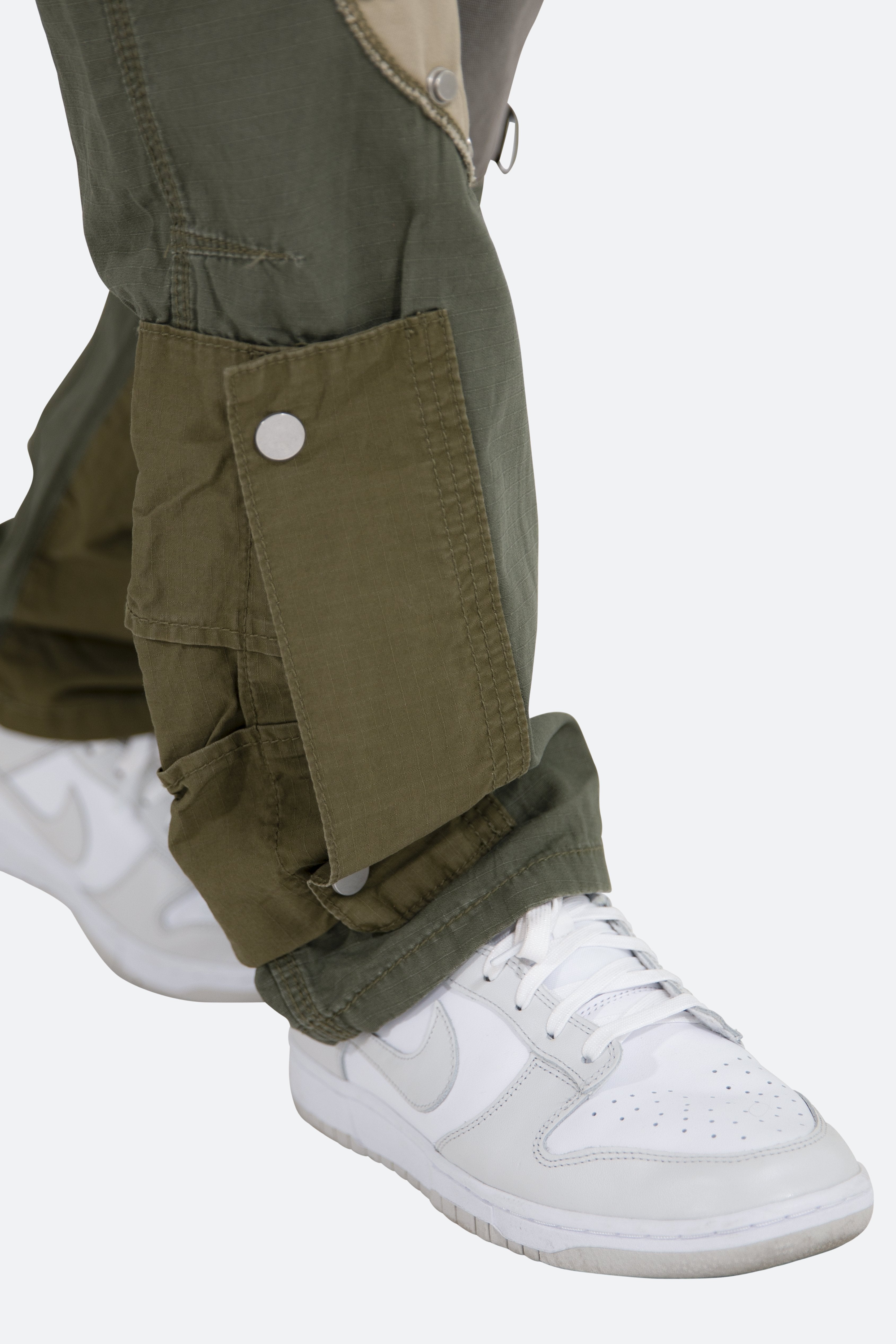 Patchwork Cargo Pants - Olive