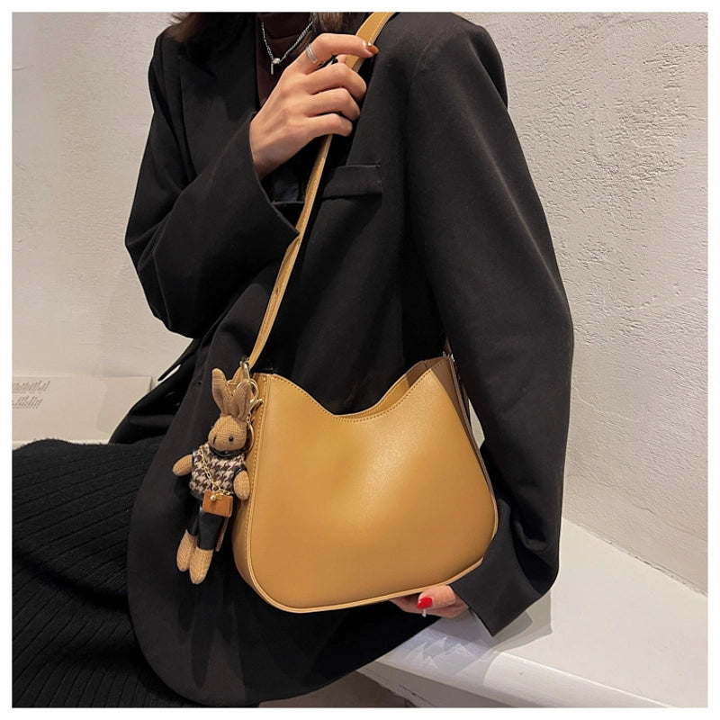 Women's Medium Pu Leather Solid Color Basic Classic Style Zipper Tote Bag