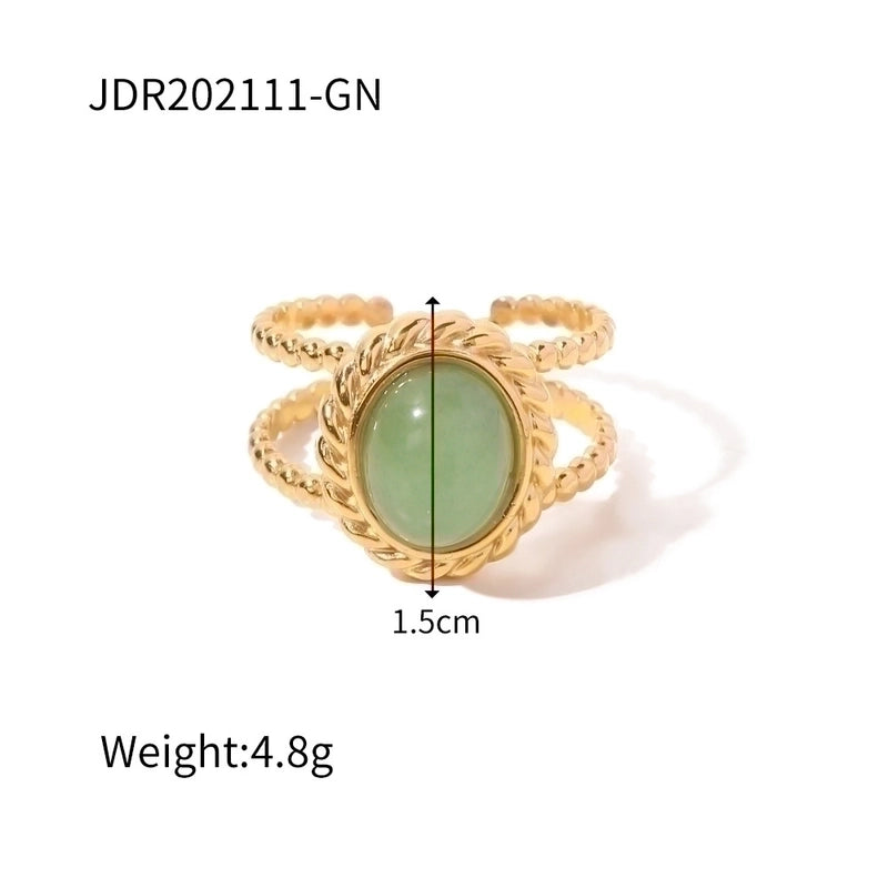 Fashion Geometric 304 Stainless Steel Artificial Gemstones Irregular Rings