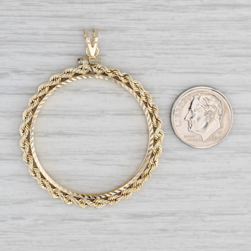 14k Gold Coin Holder Bezel Holds 33.34mm 1oz Britannia Isle of Man Krugerrand