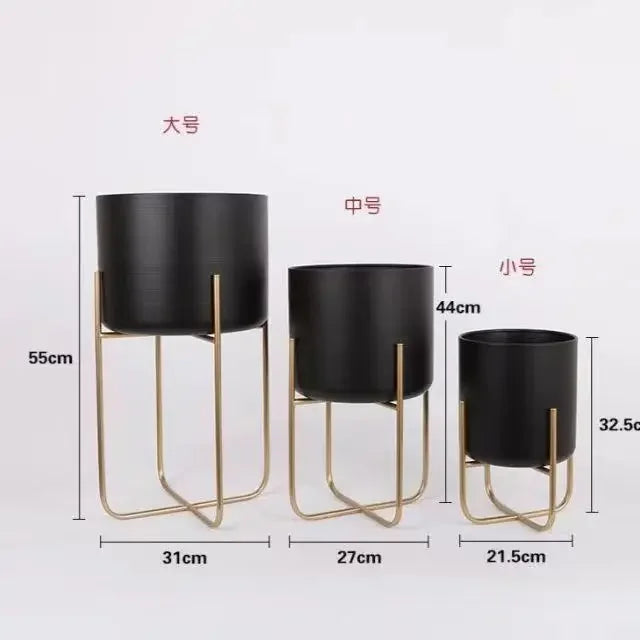 Nordic Wind Indoor Floor Type Flower Rack Gold Iron Art Storage Shelf Home Balcony Plant Decoration Flowerpot Stand