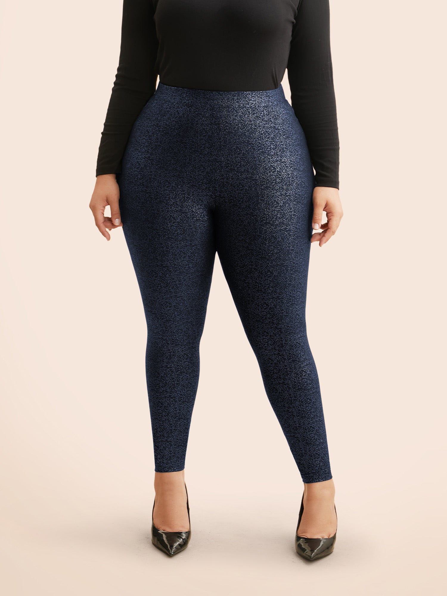 Glitter Pleated Skinny Leggings