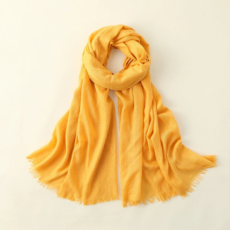 Women's Elegant Solid Color Cotton Silk Scarves