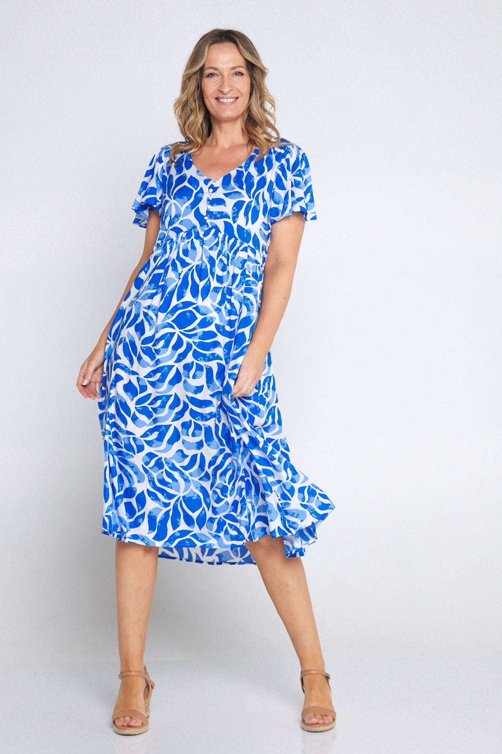 Brighton Dress - Coastal Leaves