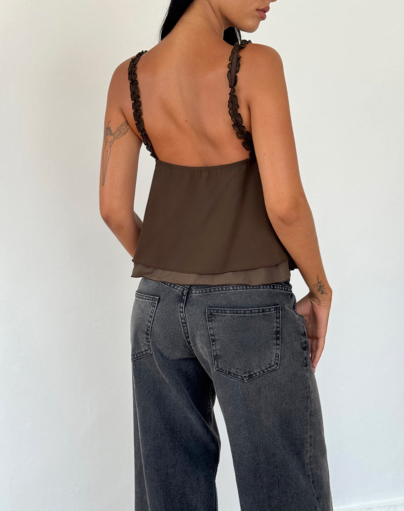 Melinda Frill Cami Top in Chiffon Olive