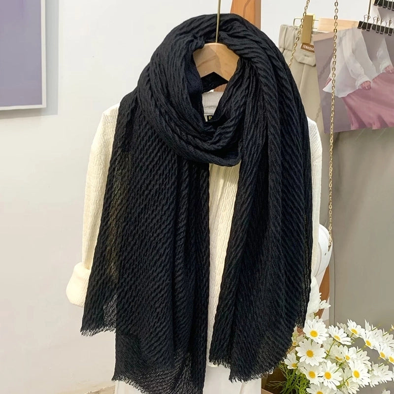 Women's Minimalist Solid Color Cotton And Linen Scarf