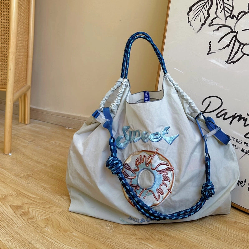 Women's Large Nylon Animal Donuts Basic Classic Style Square Open Shopping Bags
