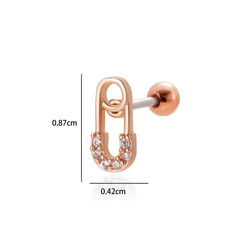 1 Piece Ear Cartilage Rings & Studs Minimalist Classic Style Heart Shape Wings Flower 316L Stainless Steel  Copper Plating Inlay Zircon