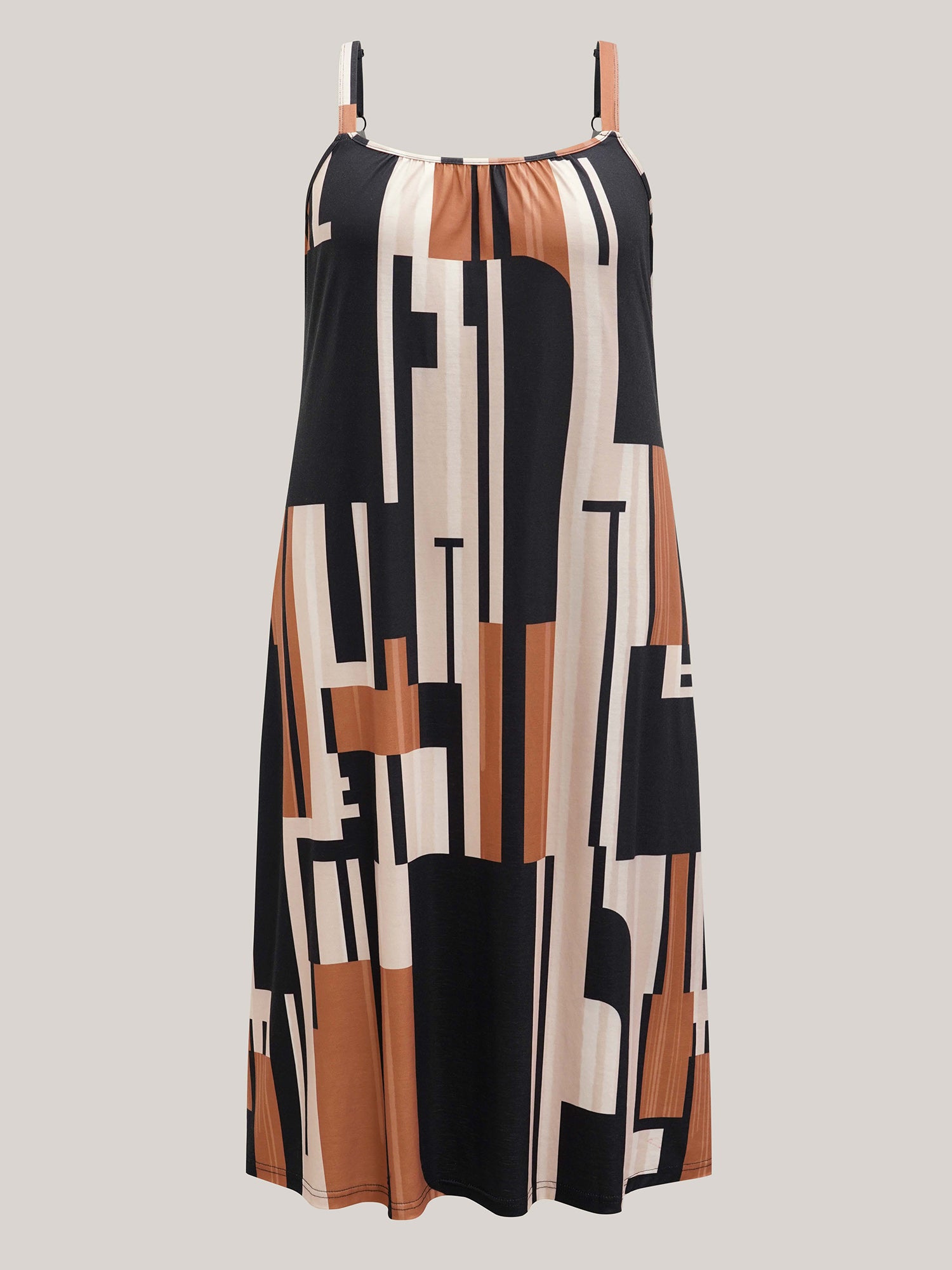 Abstract Print Pockets Cami Midi Dress