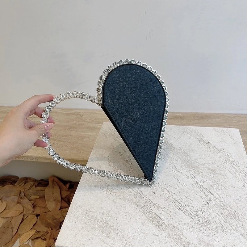 Pu Leather Color Block Heart-shaped Evening Bags