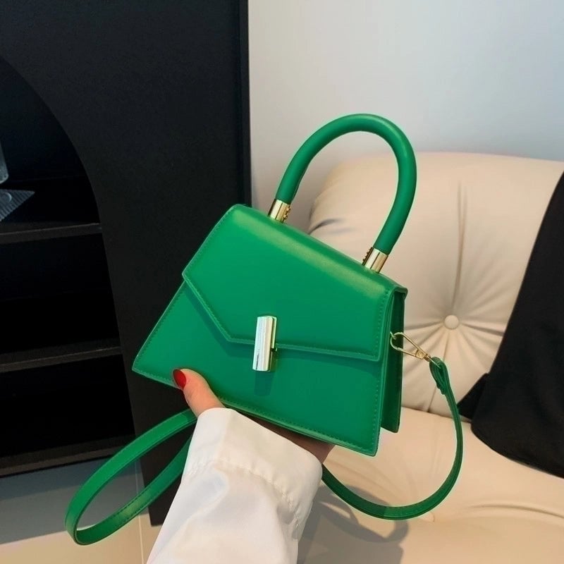 Women's Pu Leather Solid Color Elegant Classic Style Square Flip Cover Shoulder Bag Handbag Crossbody Bag
