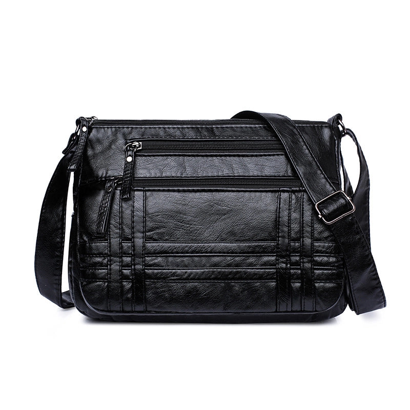 Women's Large Pu Leather Solid Color Streetwear Square Zipper Shoulder Bag Crossbody Bag