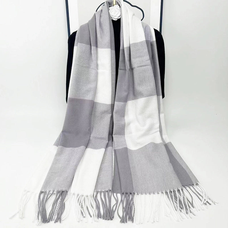 New Autumn And Winter Warm Scarf Factory Plaid Women's Tassel Scarf Thickened Cashmere Shawl