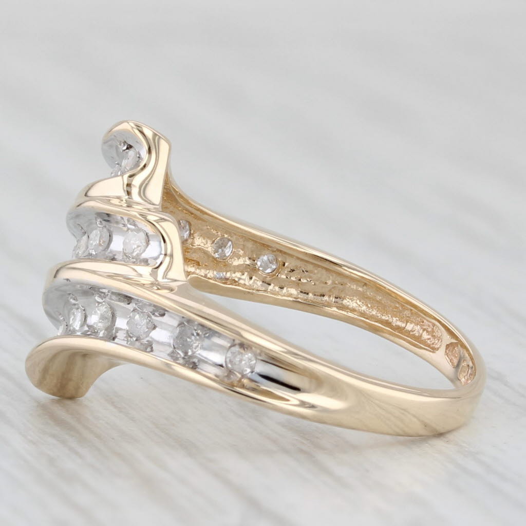0.15ctw Diamond Scalloped Bypass Ring 10k Yellow Gold Size 4