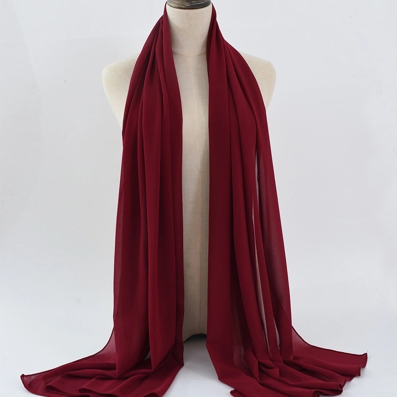Women's Minimalist Classic Style Solid Color Satin Silk Scarf