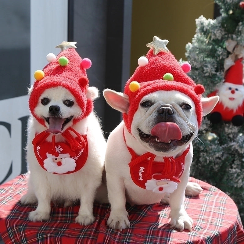Cartoon Style Polyester Christmas Christmas Tree Santa Claus Elk Pet Saliva Towel Pet Tire
