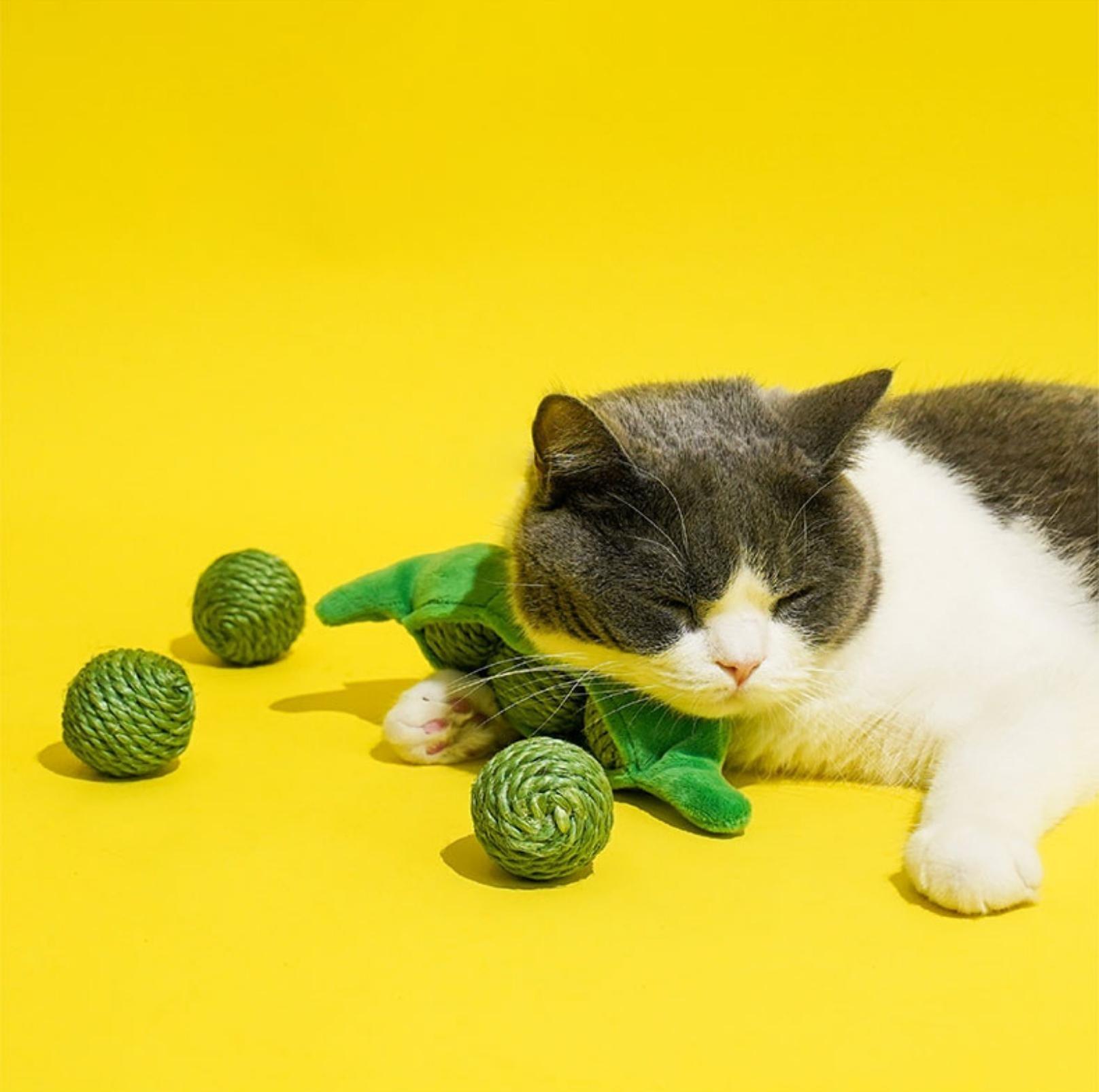 Green Bean With Sisal Ball Cat Toys