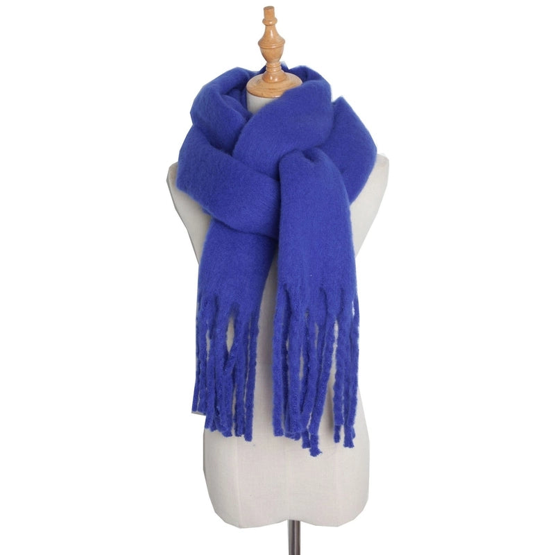Autumn And Winter New Women's Shawl Long Tassel Thick Grass Green Thick Solid Color Scarf Multi-color Optional