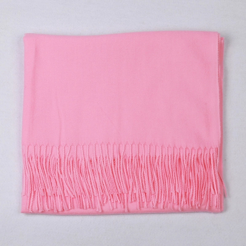 Cashmere Solid Color Scarf Women's Autumn And Winter 220g Explosions Barbed Hair Padded Travel Warm Tassel Shawl