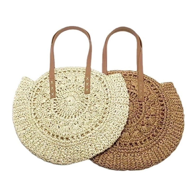 Women's Large Spring&summer Straw Vintage Style Circle Bag