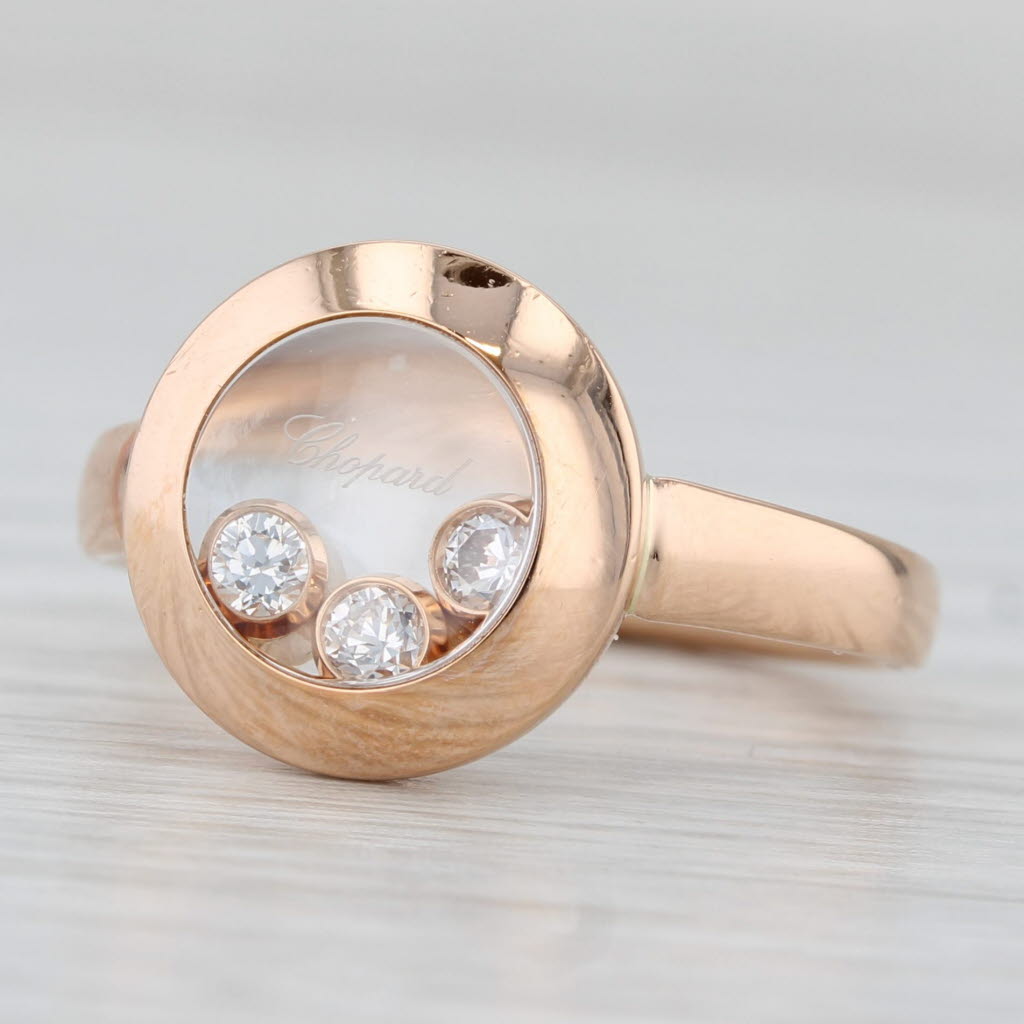 Chopard Happy Curves Diamond Ring 18k Rose Gold 829562-5009 Size 6.5 53