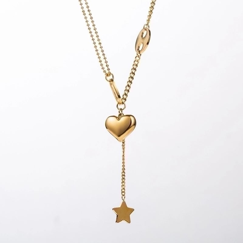 Cute Streetwear Little Bear Heart Shape Bow Knot 304 Stainless Steel 14K Gold Plated Pendant Necklace Necklace