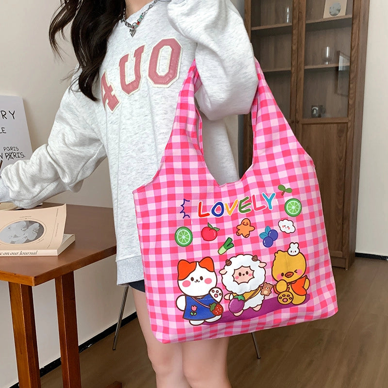 Women's Large Polyester Animal Letter Elegant Cute Streetwear Square Magnetic Buckle Tote Bag