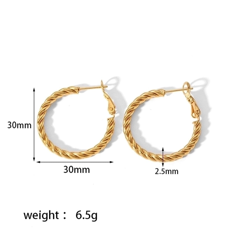1 Pair Minimalist Circle Plating 304 Stainless Steel Hoop Earrings
