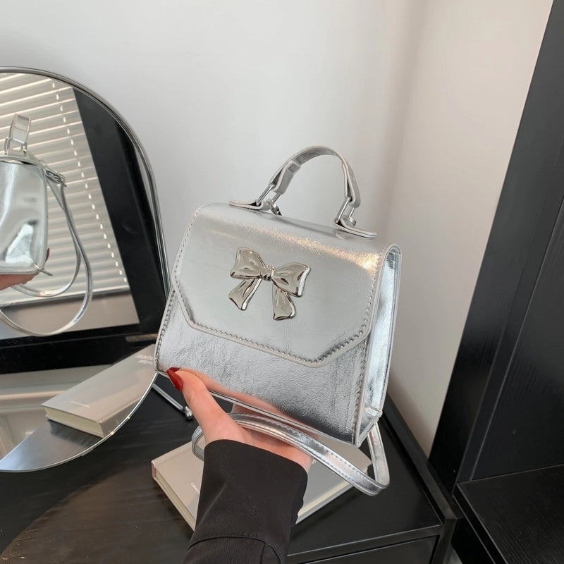 Women's Medium Pu Leather Solid Color Bow Knot Vintage Style Preppy Style Flip Cover Crossbody Bag Fashion Backpack