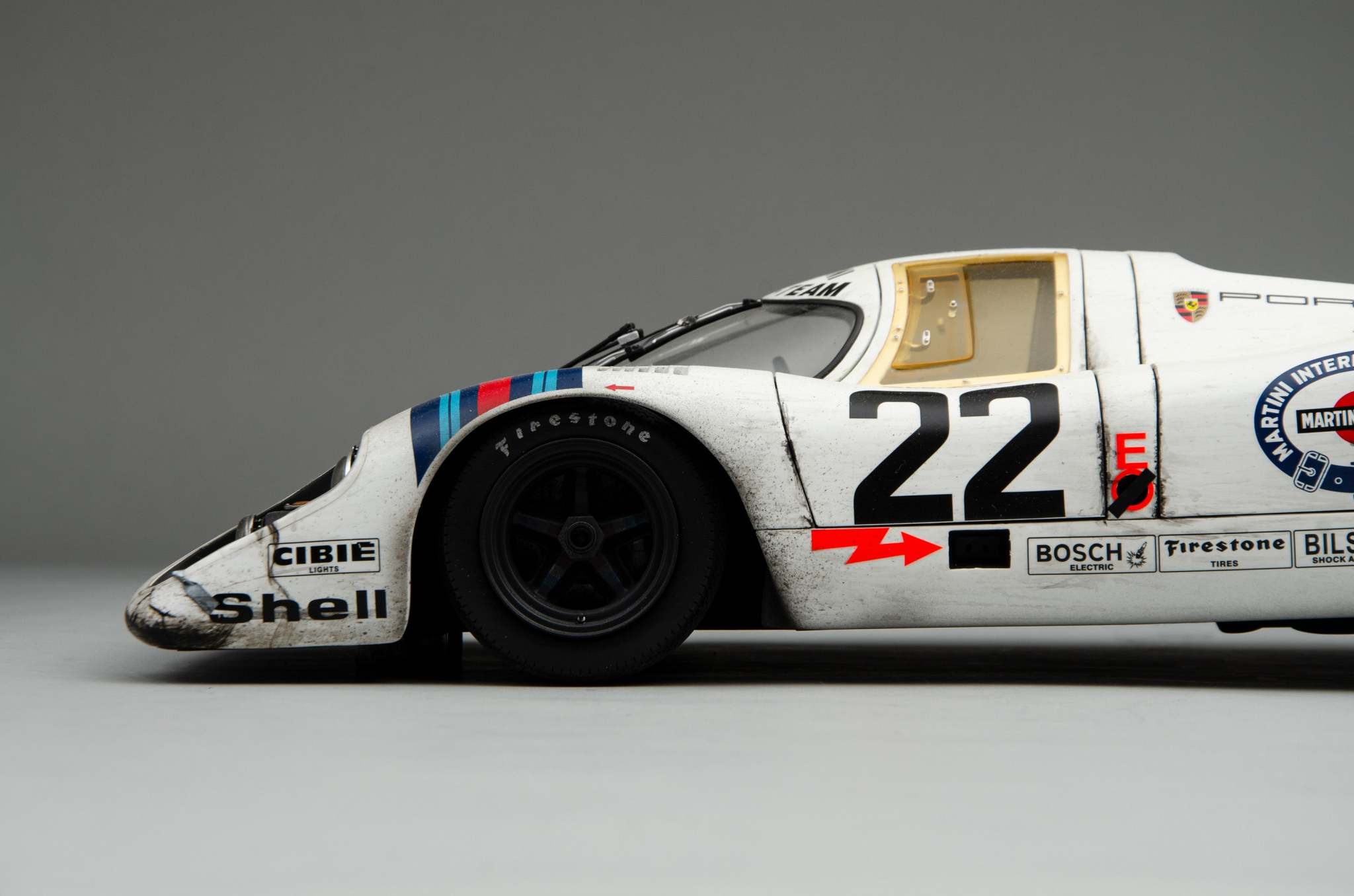 Porsche 917 KH - Ganador de Le Mans 1971 - Decoración Martini - Carrera desgastada