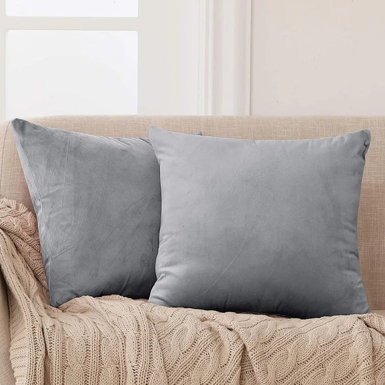 Light Grey-Velvet Cushion Covers