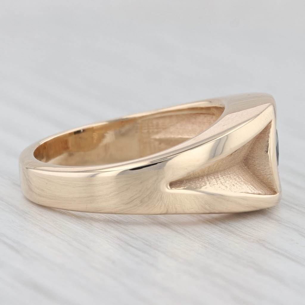 1ct Black Diamond Solitaire Men's Ring 14k Yellow Gold Size 10.75-11