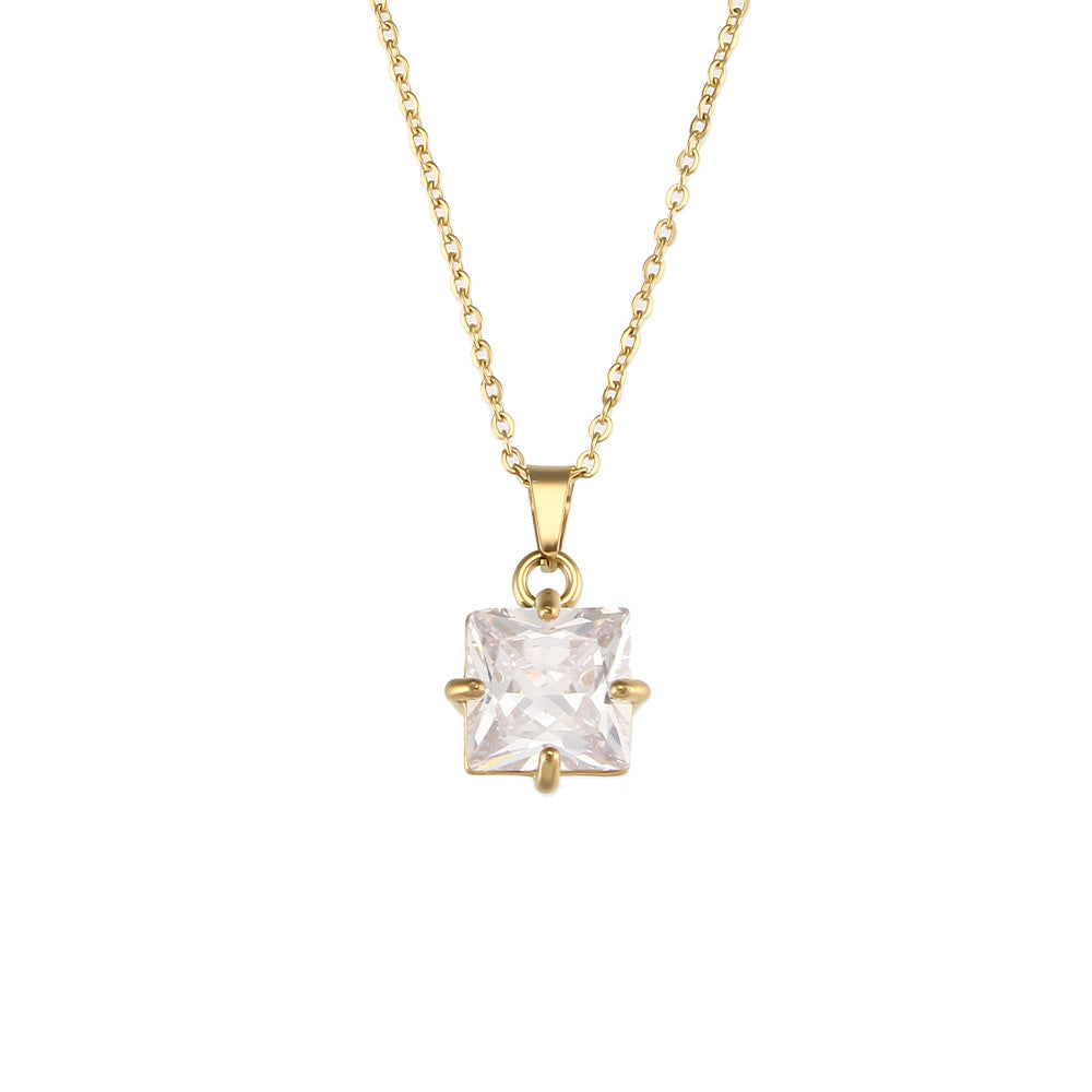 Fashion Quadrilateral Geometric Stainless Steel 18K Gold Plated Necklaces