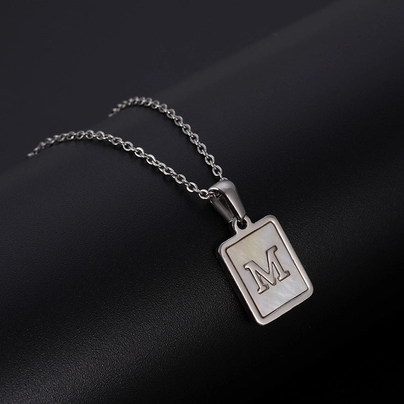 Minimalist Letter Rectangle 304 Stainless Steel Titanium Steel Shell 18K Gold Plated Plating Pendant Necklace