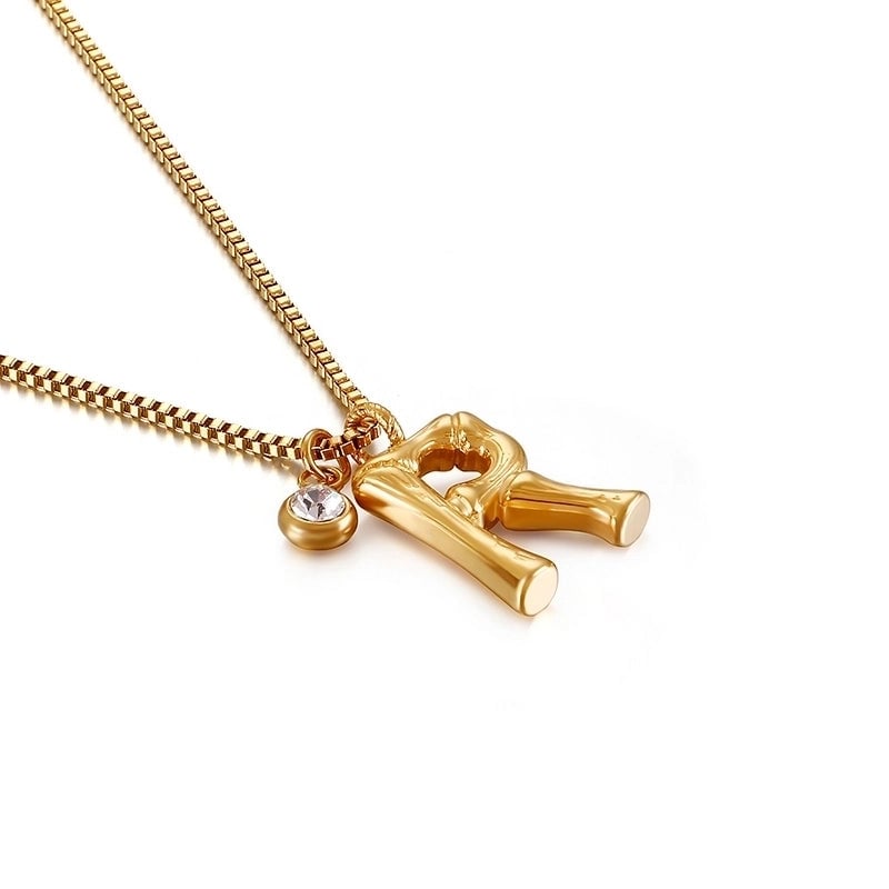 Titanium Steel 18K Gold Plated Minimalist Commute Patchwork Letter Necklace