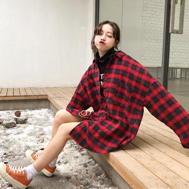 Oversized Flannel Plaid Shirt