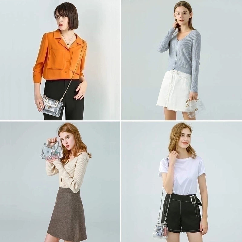 Women's Small PVC Solid Color Basic Lock Clasp Crossbody Bag