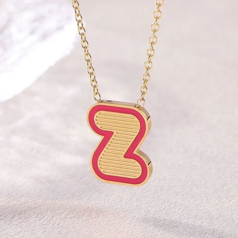 Sweet Minimalist Artistic Letter Stainless Steel Enamel Plating Pendant Necklace
