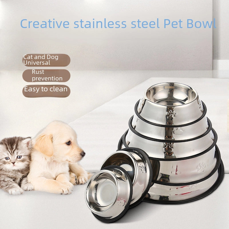 New Anti-tip Stainless Steel Cat Food Bowl Base Pet Bowl Creative Rust-proof Dog Food Utensils Cat Feeding