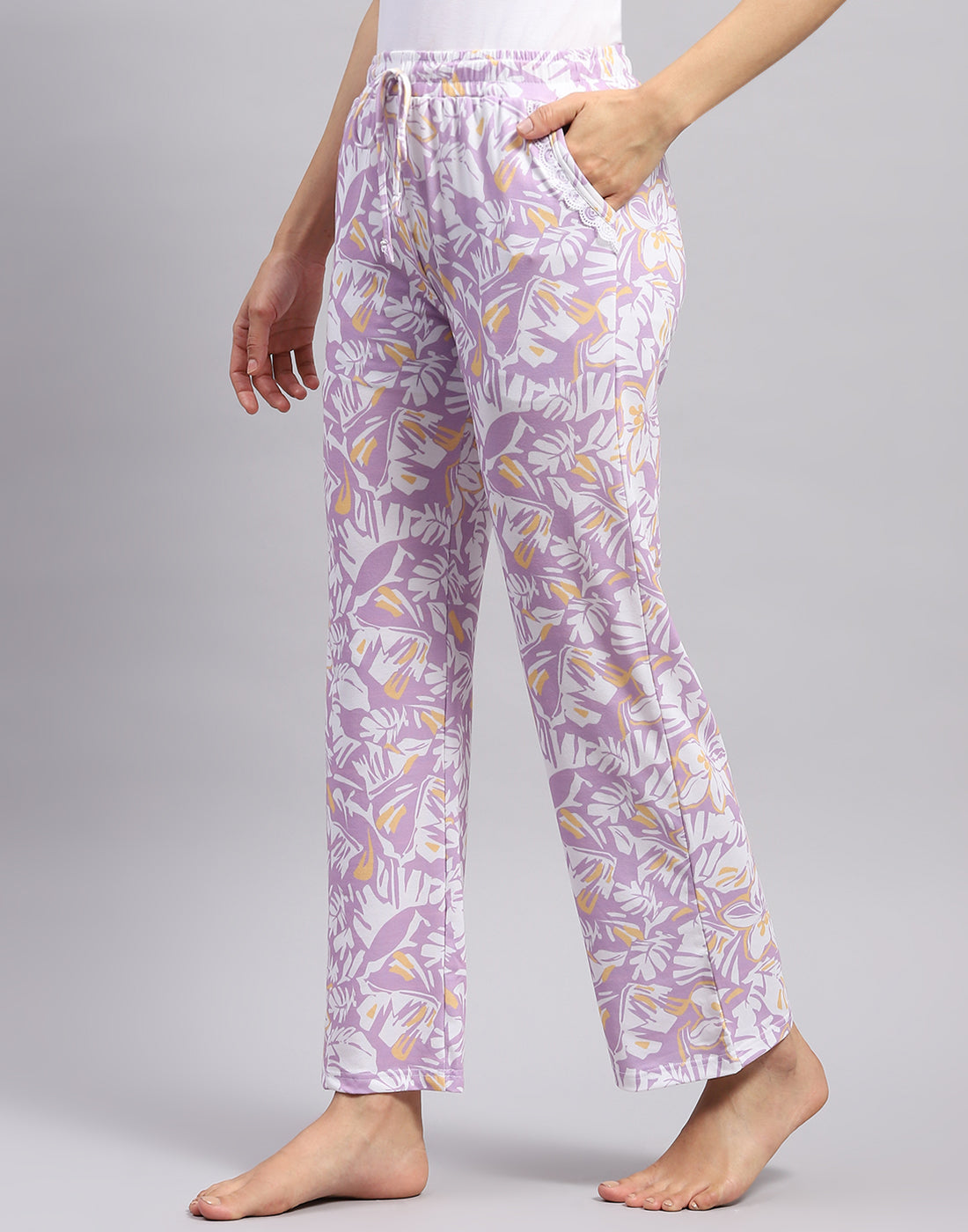 Women Purple Printed Regular Fit Lower