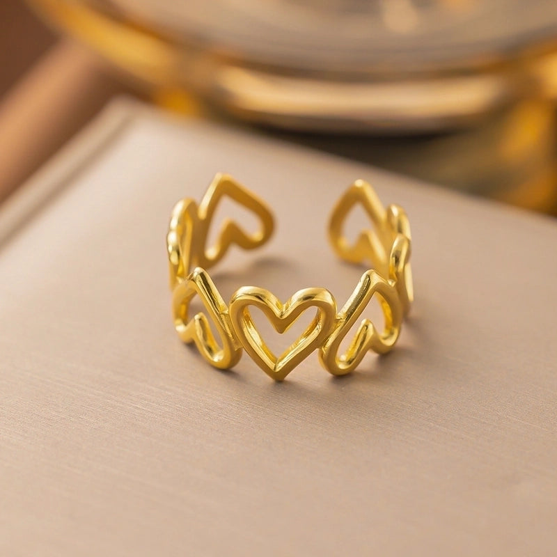 Minimalist Heart Shape Titanium Steel Plating Rings
