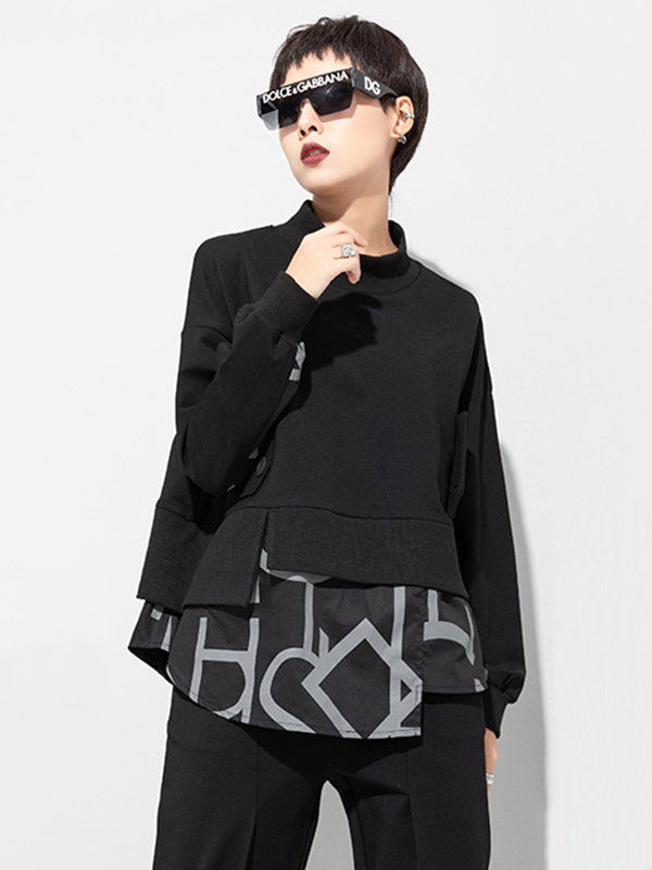 Original Split-Joint False Two Sweatshirt Tops