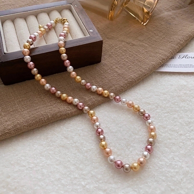 Round Pearl Plating Women's Necklace