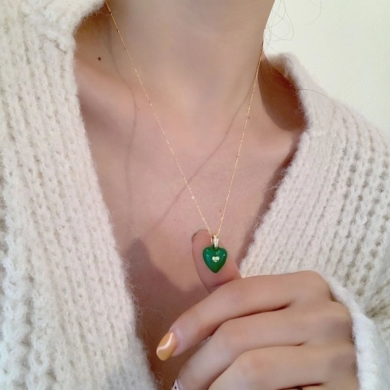 Copper Enamel Plating Heart Shape Copper Necklaces