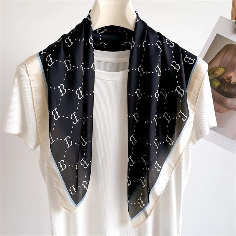 Unisex Casual Minimalist Stripe Flower Polyester Satin Printing Silk Scarf