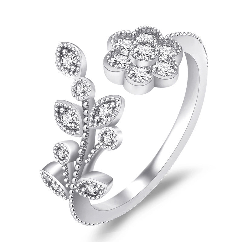 Minimalist Solid Color Copper Plating Inlay Artificial Diamond Rings 1 Piece