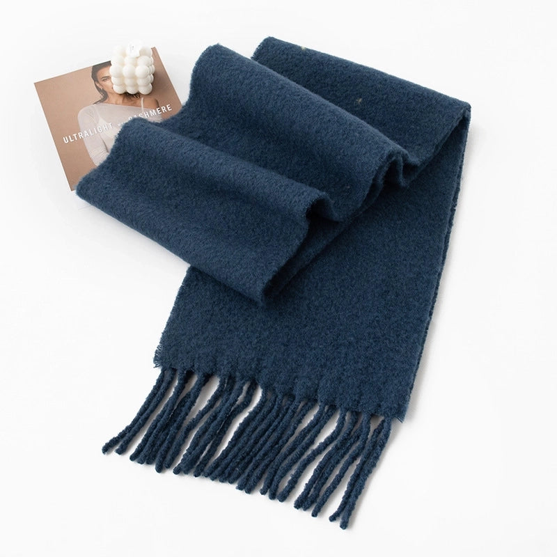 Women's Sweet Minimalist Solid Color Nylon Tassel Scarf