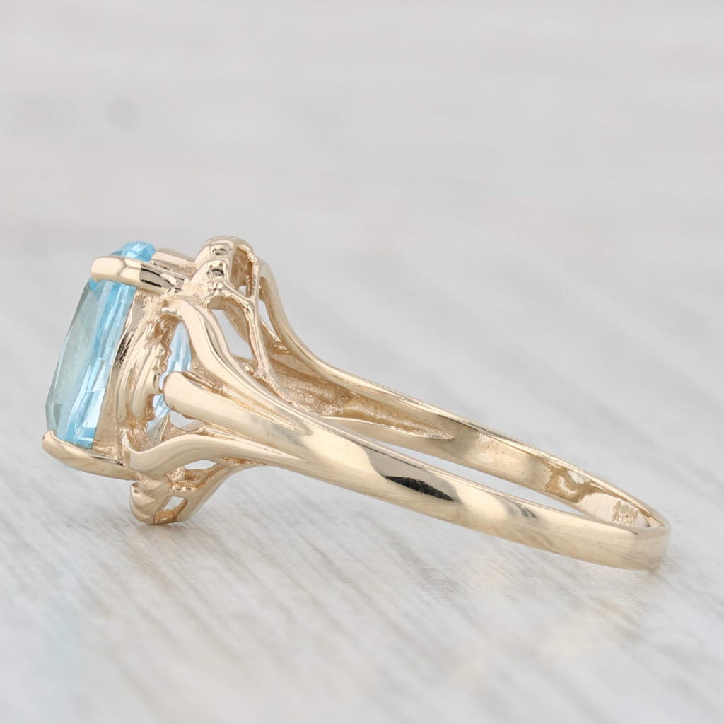 2.15ctw Oval Blue Topaz Solitaire Ring 10k Yellow Gold Size 6.5